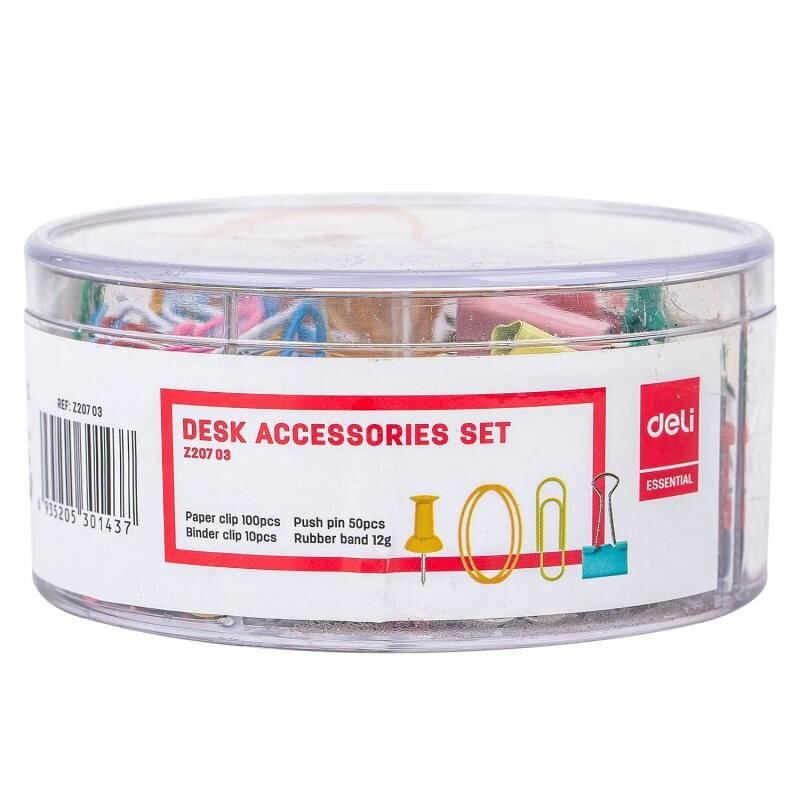 Set accesorii birou (agrafe, elastice, clipsuri, ace) deli